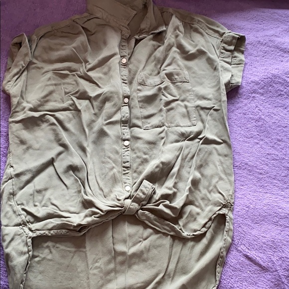 Long, green button down top - Picture 2 of 2